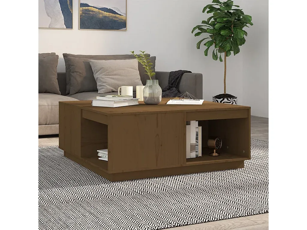 Rustikaler Holztisch im Honigton, 100x101x40 cm