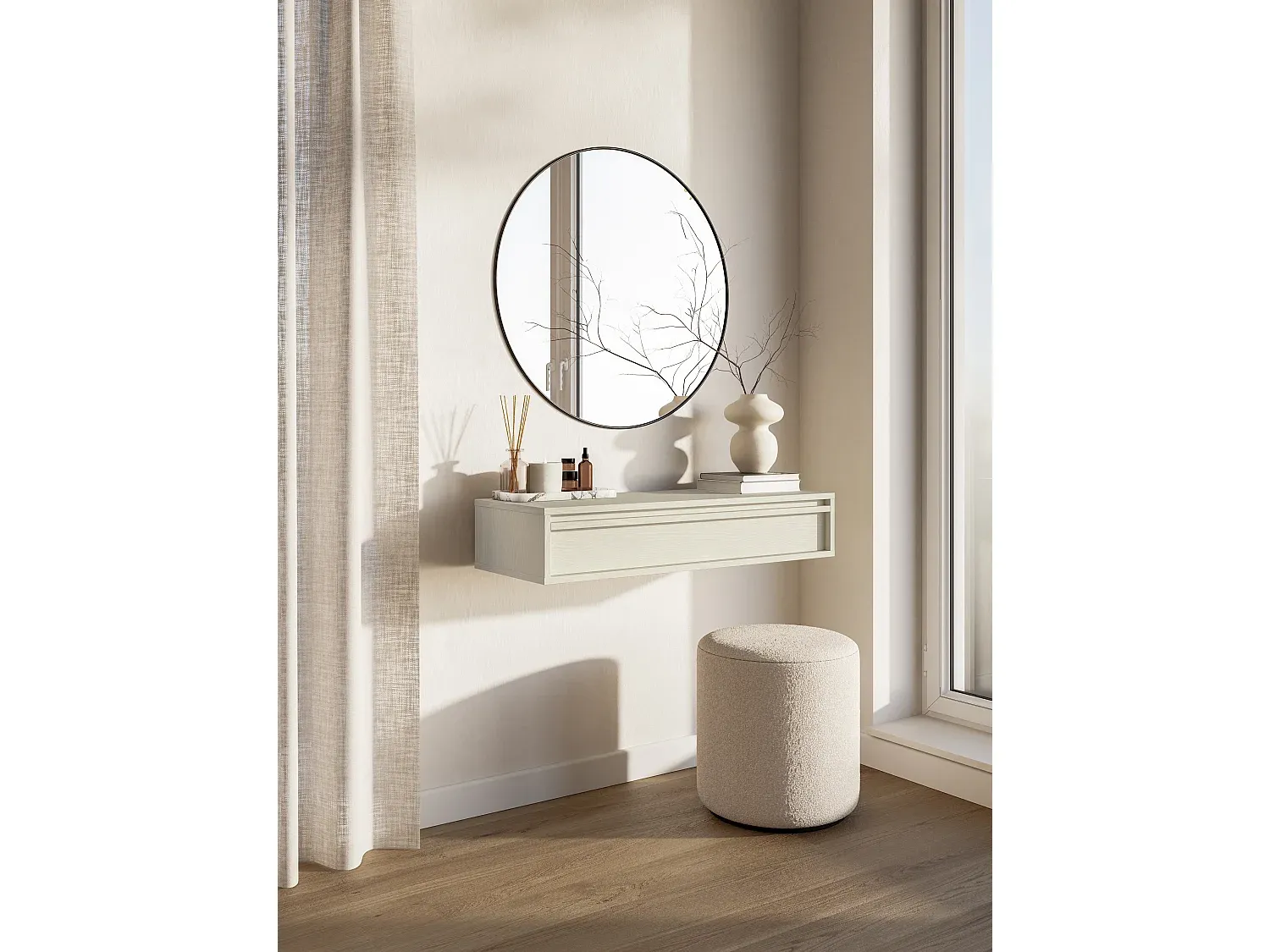 Wandkonsole mit Schublade, Holz, 90 cm