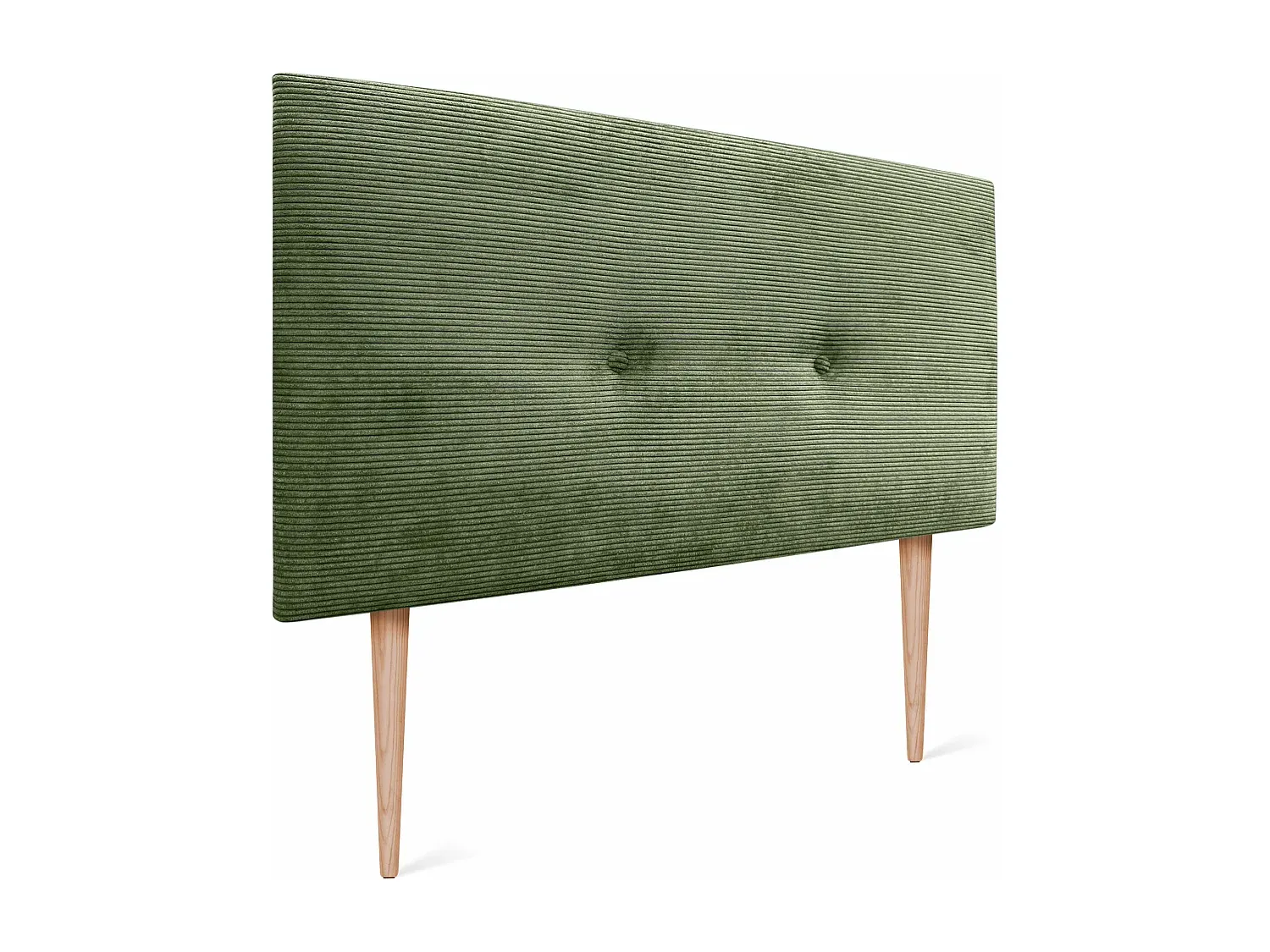 Einfarbiges Kopfteil aus Cord mit Knöpfen, Dschungelgrün, 105x105 cm