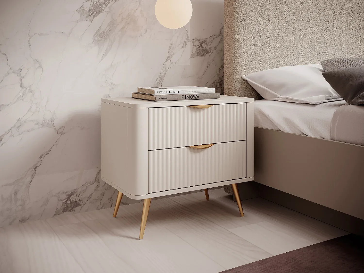 Beige Nachttische im 2er-Set mit Schubladen