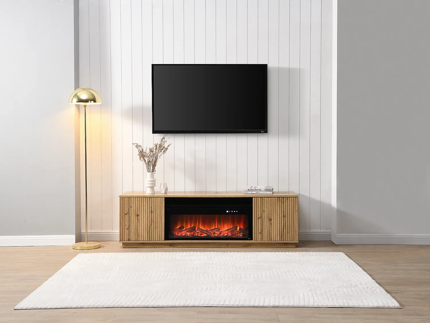 Moderne TV-Möbel mit LED-Kamin-Optik