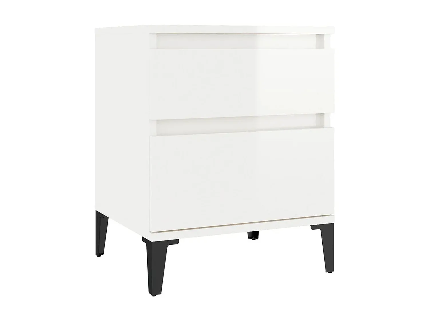 Nachttisch Hochglanz Weiß mit Schubladen 40x35x50 cm