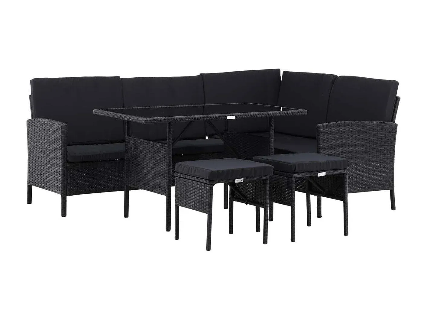 Moderne Garten-Lounge-Set in Schwarz, 4-teilig