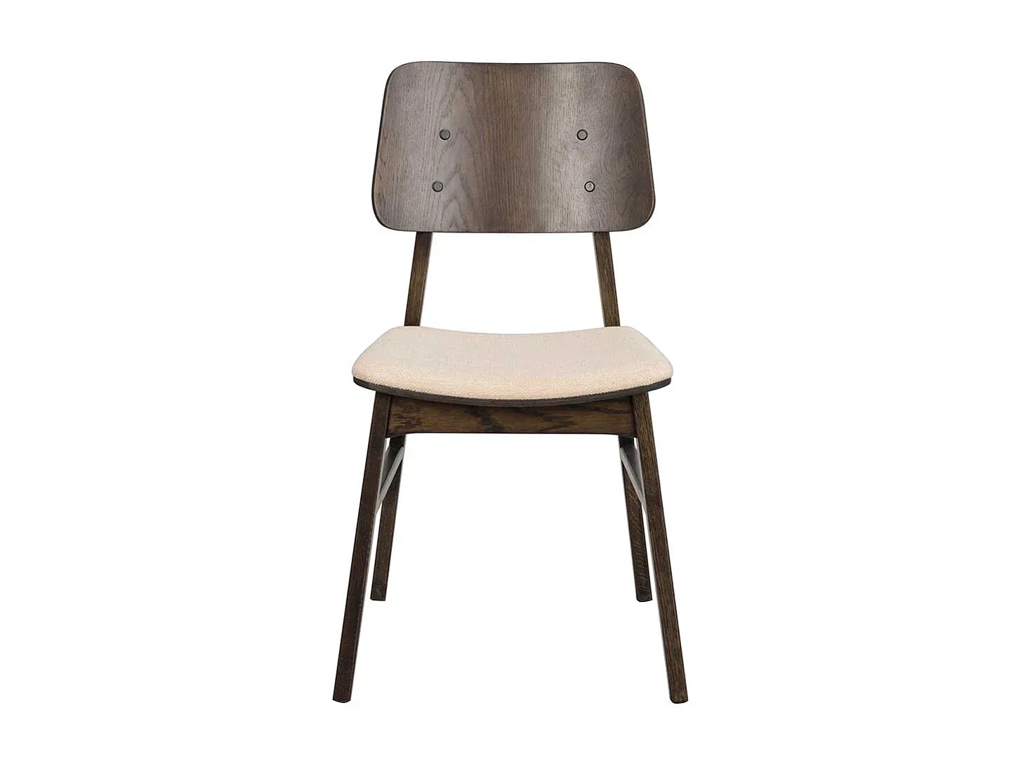 Esszimmerstuhl aus Dunkleiche und Beige im 2er-Set