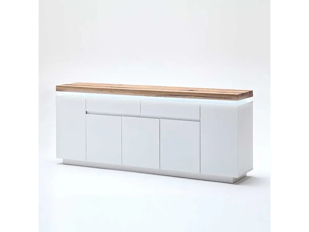 Moderner Weißer Sideboard mit Eiche Akzenten