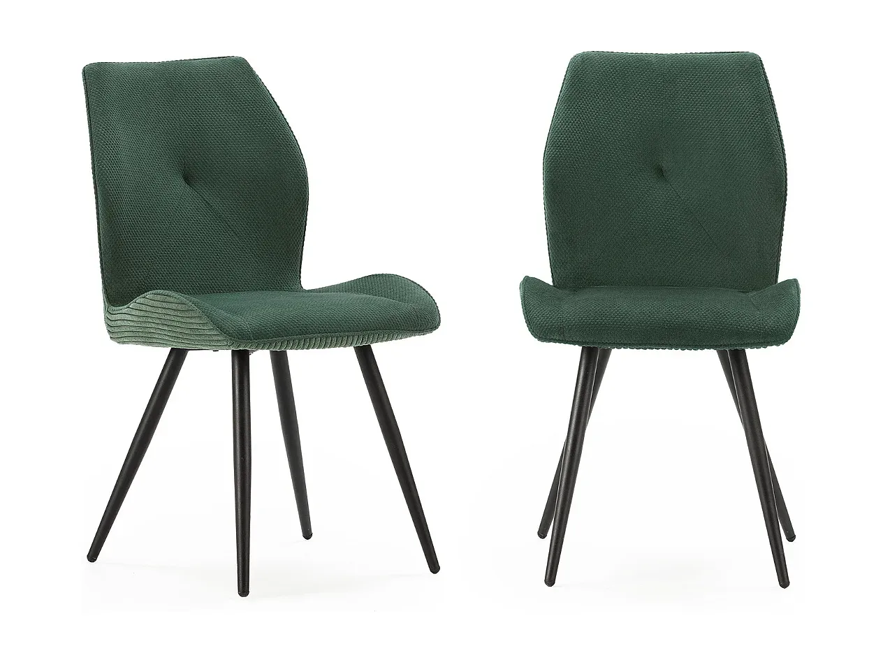 Moderne Stoffstühle mit schwarzen Metallbeinen, 2er-Set, L45 cm