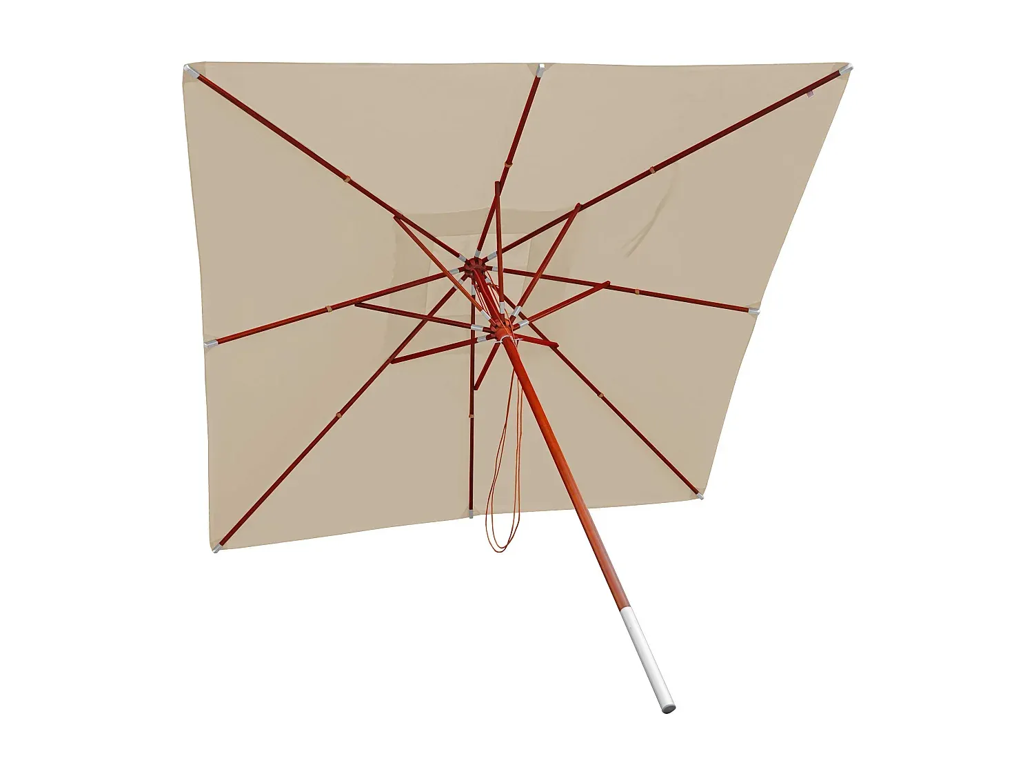 Großer Sonnenschirm aus Holz, Creme