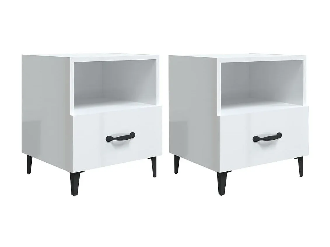 Doppelpack Nachttische Hochglanz Weiß