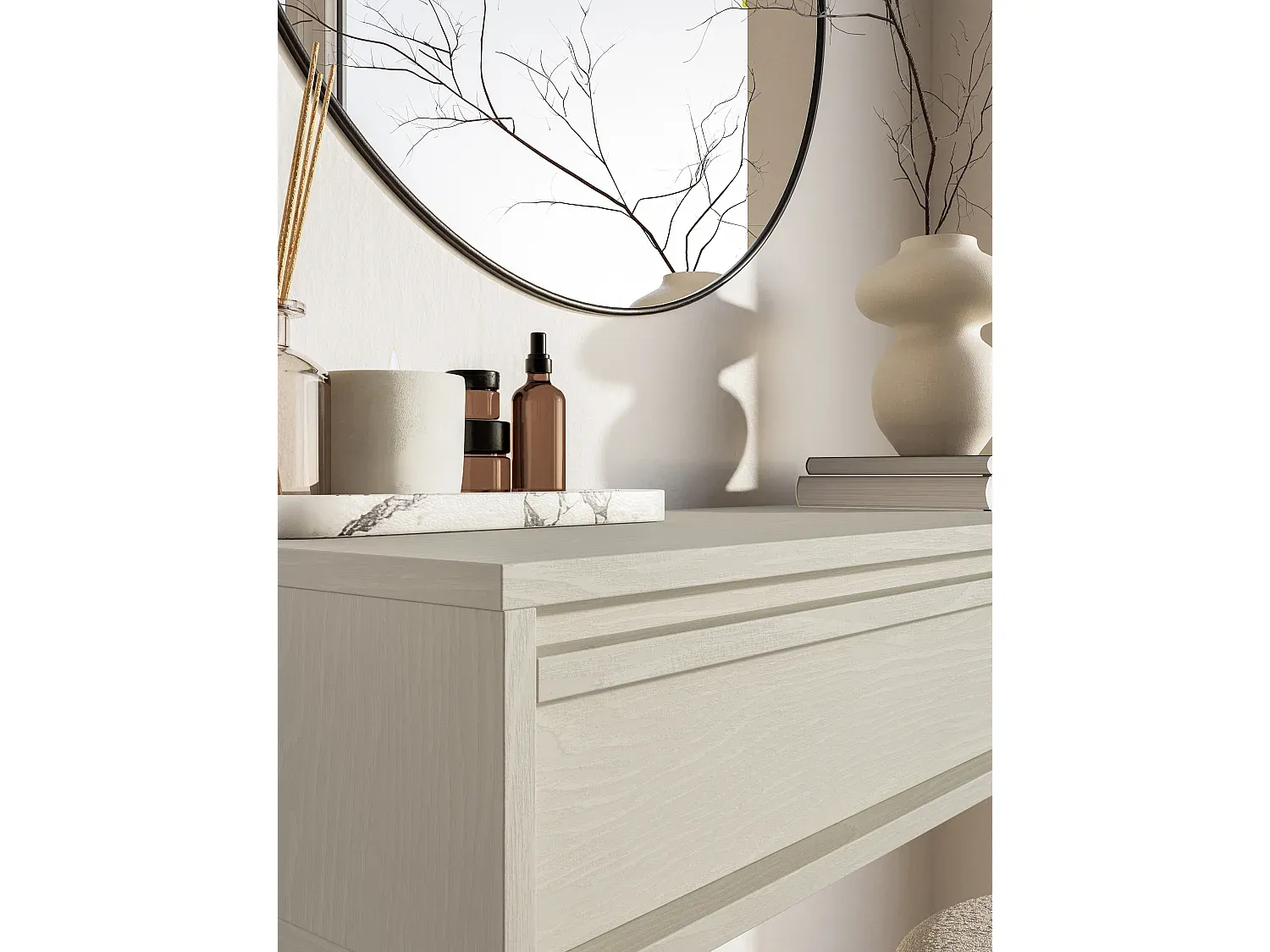 Wandkonsole mit Schublade, Holz, 90 cm