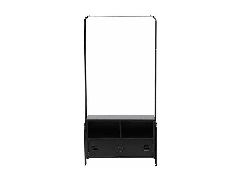 Moderner Garderobenständer mit Schublade und Regalen in Schwarz