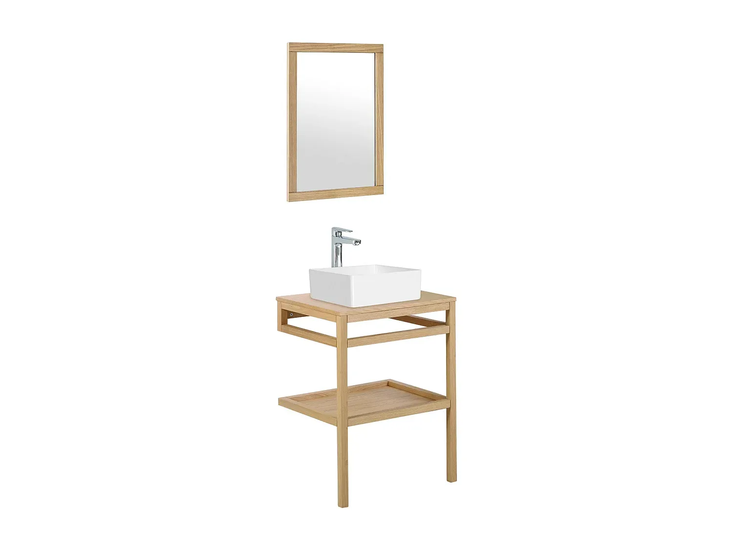 Waschbecken mit Einzelmöbel und Spiegel