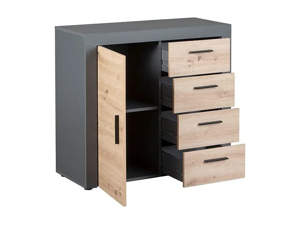 Moderne Kommode mit Schubladen und Tür in Anthrazit