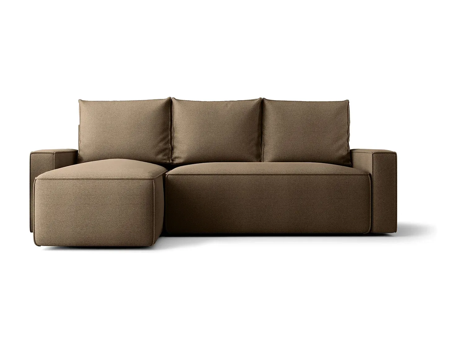 Ecksofa mit Schlaffunktion und Stauraum, L-Form, Braun