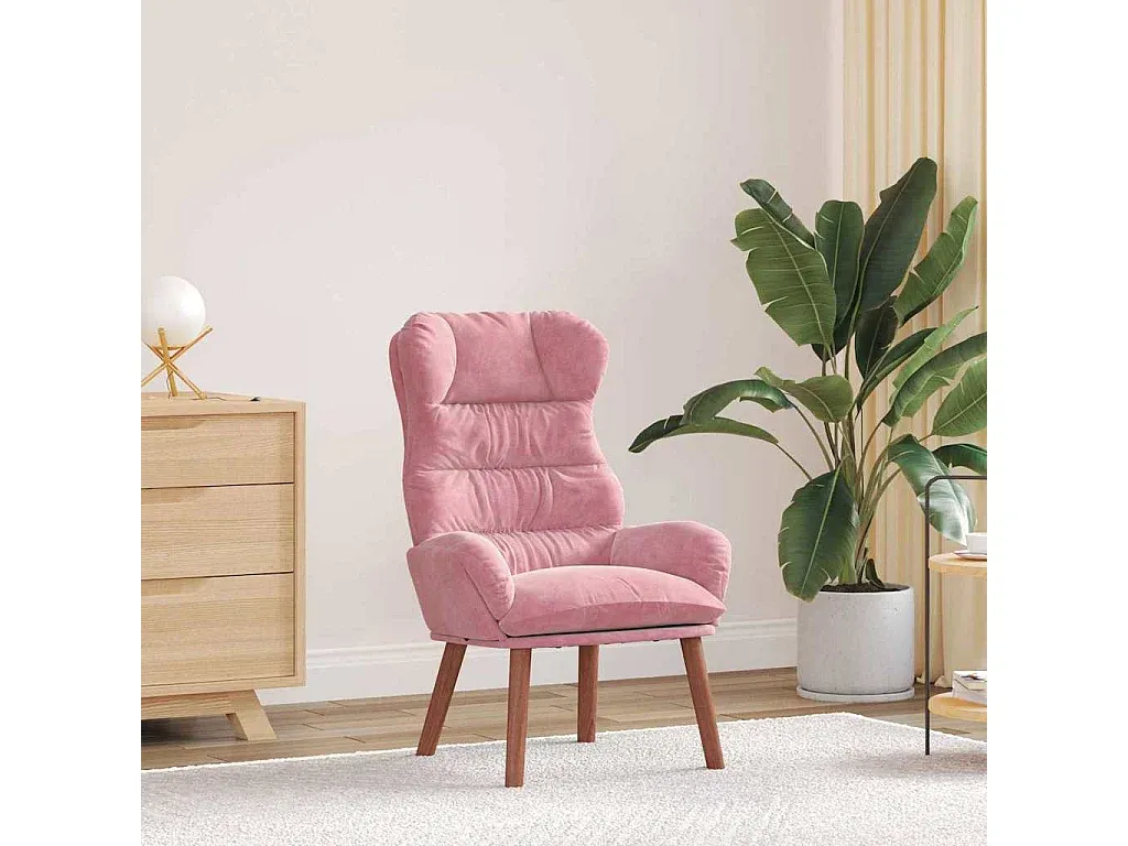 Bequemer Loungesessel aus Samt in Rosa, 69x74x93 cm