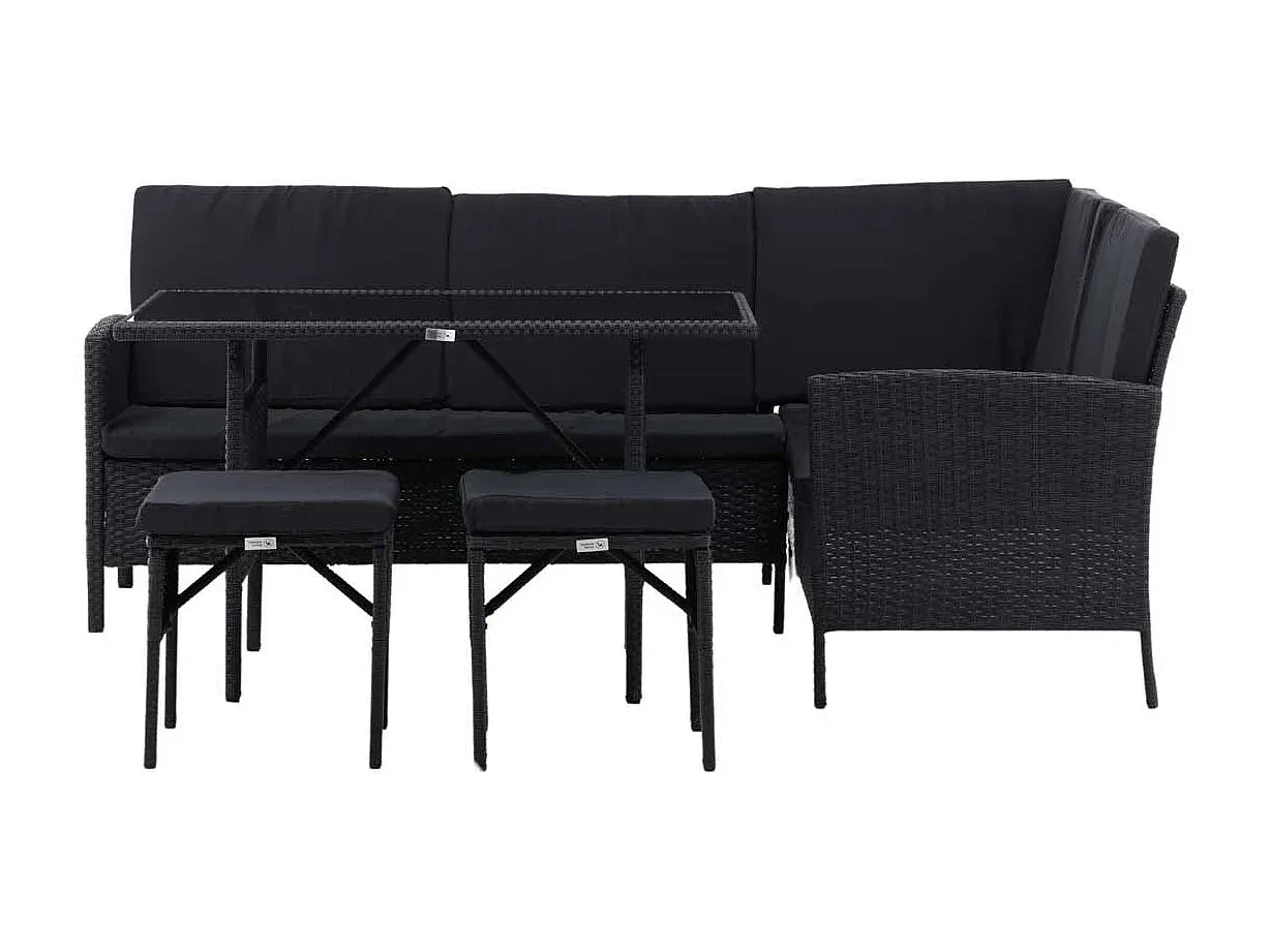 Moderne Garten-Lounge-Set in Schwarz, 4-teilig