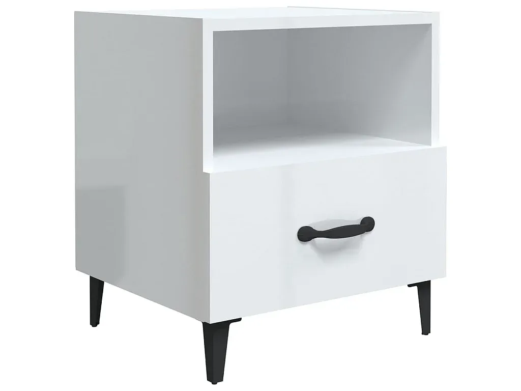 Doppelpack Nachttische Hochglanz Weiß