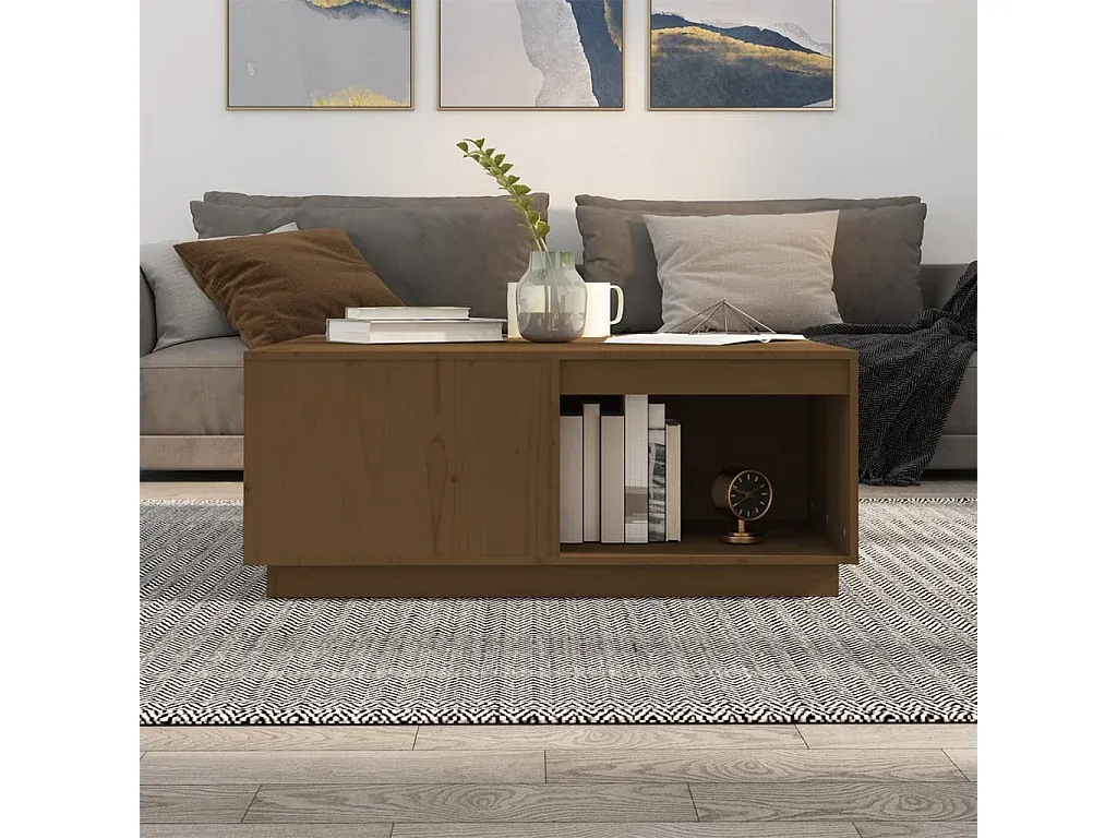 Rustikaler Holztisch im Honigton, 100x101x40 cm