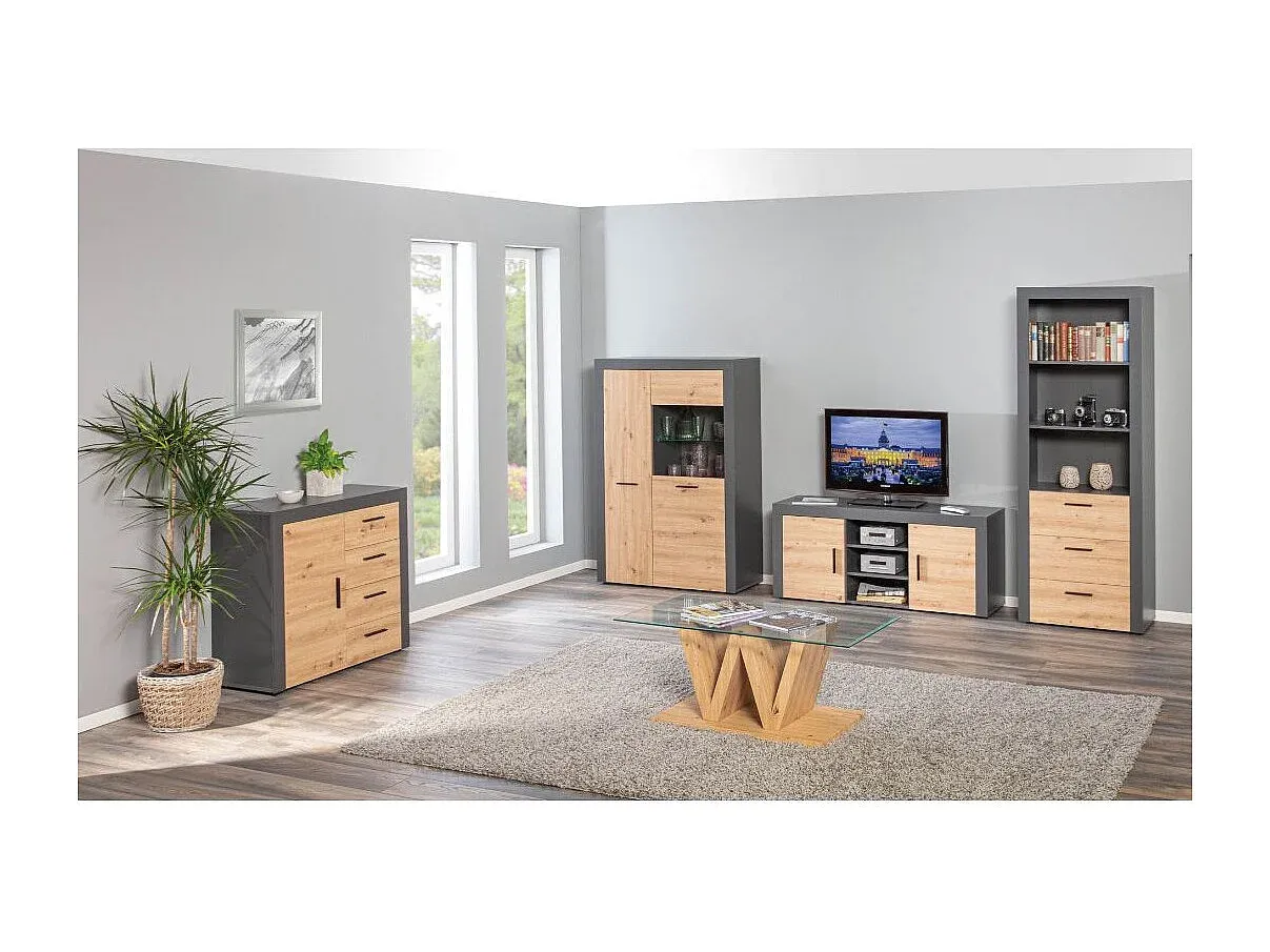 Moderne Kommode mit Schubladen und Tür in Anthrazit