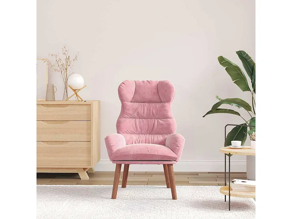 Bequemer Loungesessel aus Samt in Rosa, 69x74x93 cm