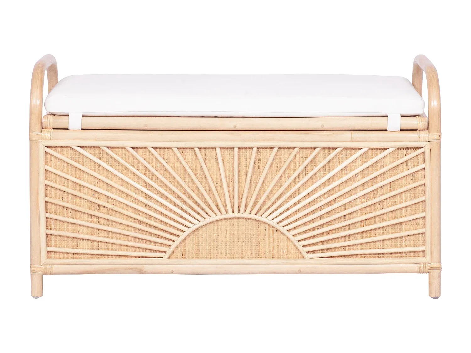 Natürliche Rattan-Truhenbank mit Kissen 91x43x51 cm