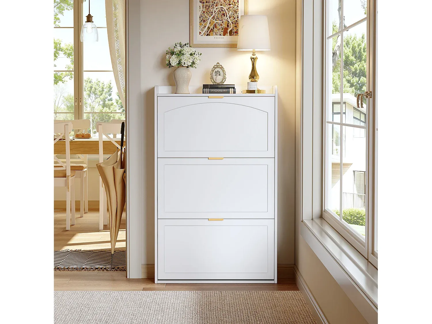 Moderner Schuhschrank mit Schiebetüren, Weiß