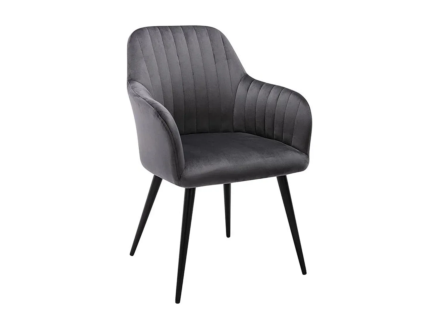 Samt-Armlehnstuhl im 2er-Set aus Metall in Schwarz und Grau