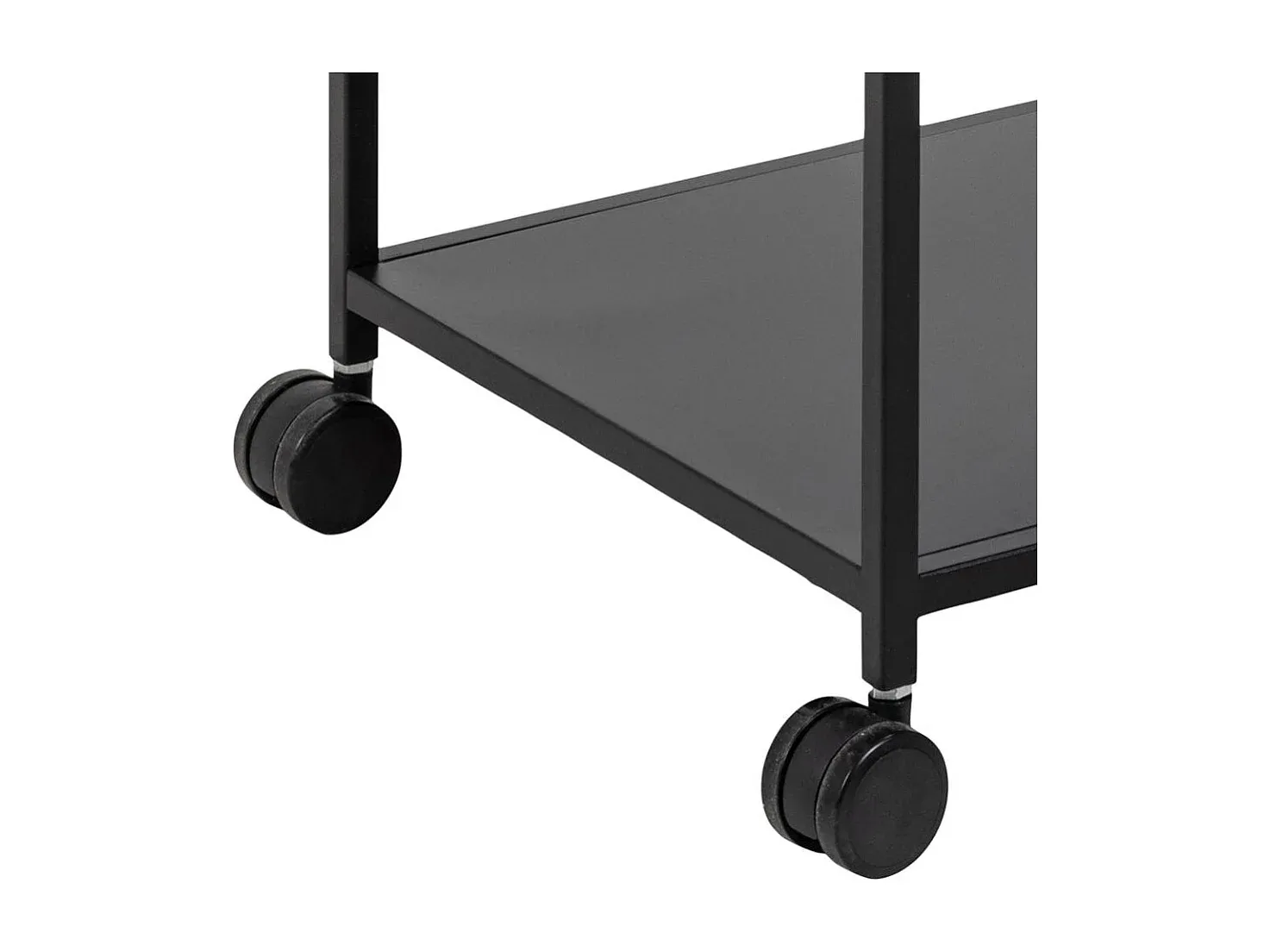 Moderner Couchtisch mit Rollen und drei Ablagen in Schwarz