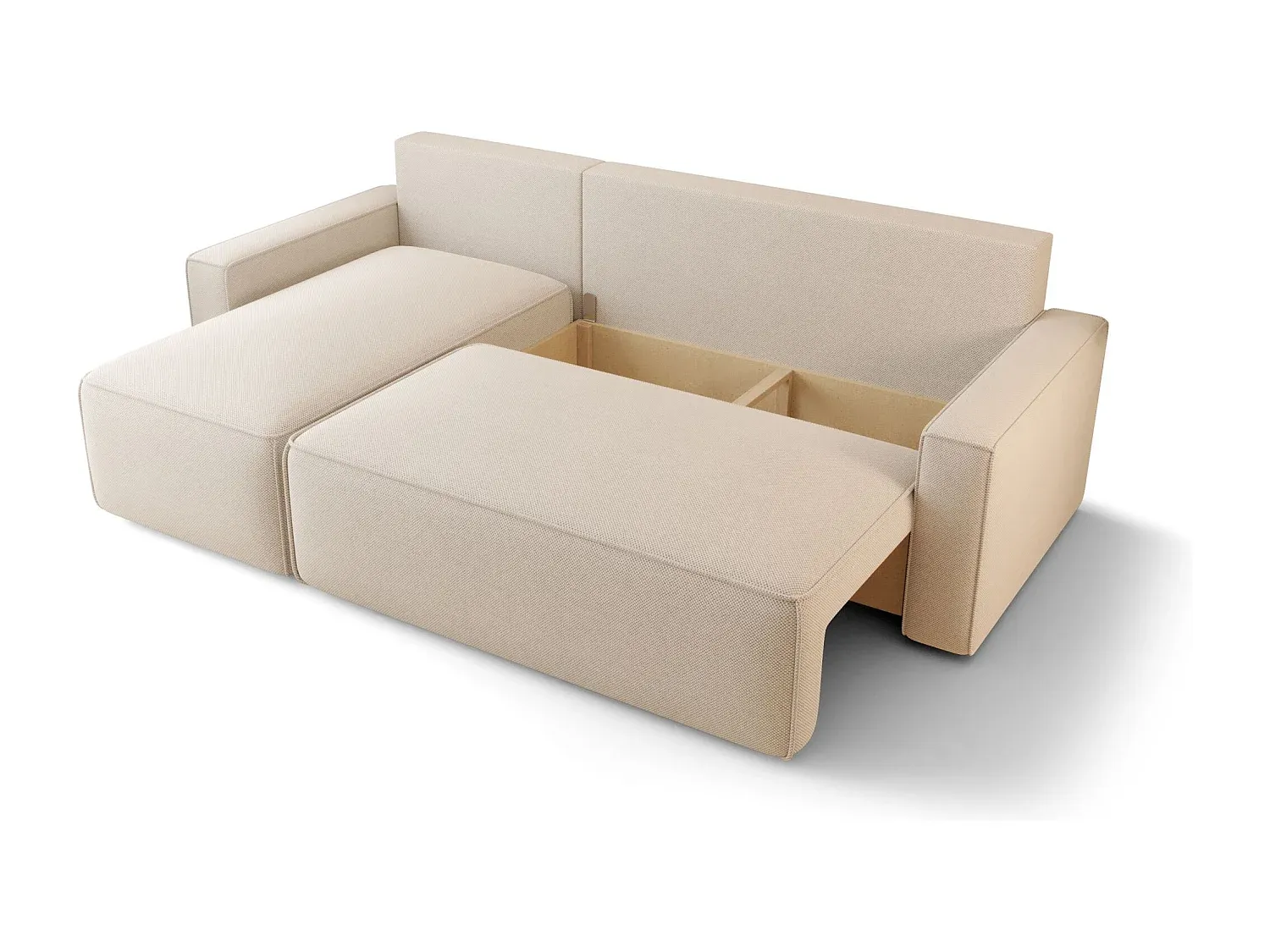 Ecksofa mit Schlaffunktion und Stauraum, L-Form, Braun