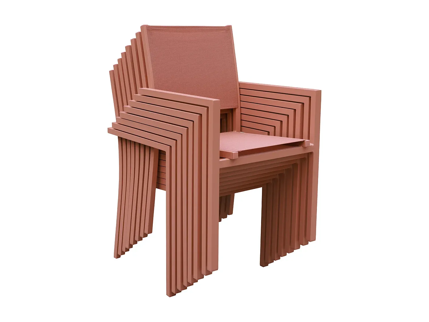 4-teilige Aluminium-Stuhlgruppe in Terrakotta