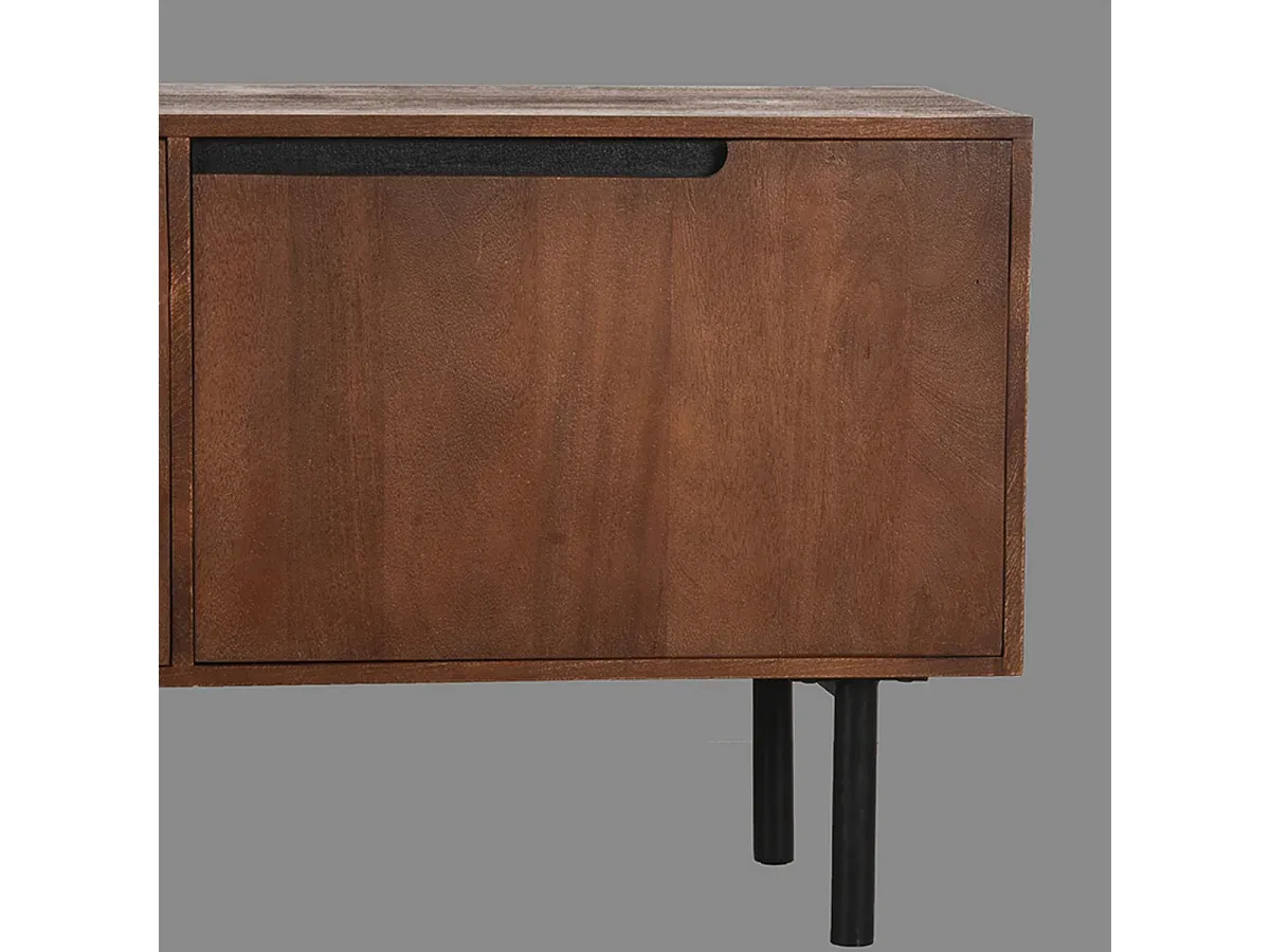 Eleganter TV-Schrank aus Mangoholz, 180 cm, Espresso-Finish