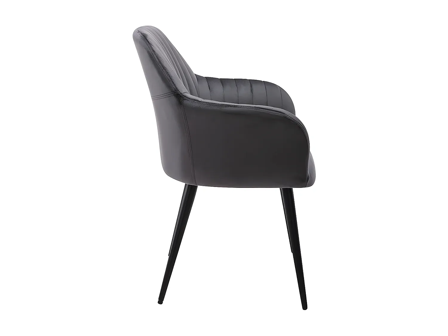 Samt-Armlehnstuhl im 2er-Set aus Metall in Schwarz und Grau