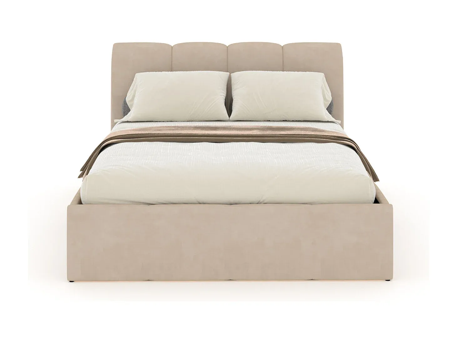 Modernes Samtbett mit Stauraum 140x190 cm Beige