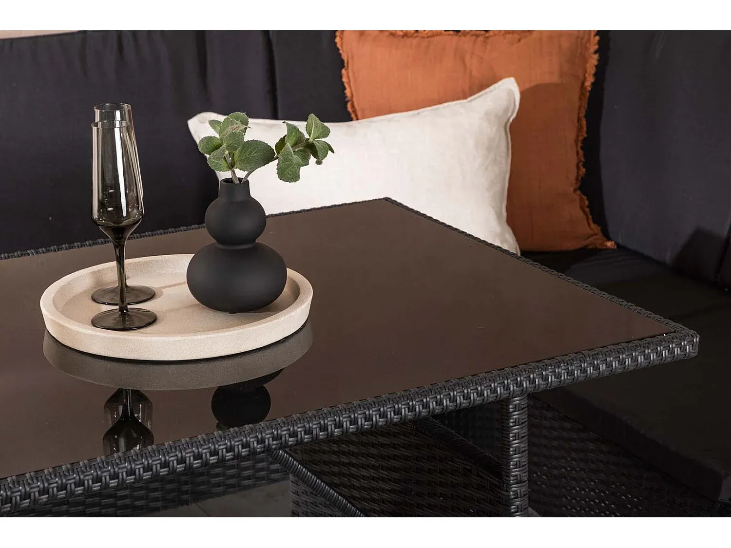Moderne Garten-Lounge-Set in Schwarz, 4-teilig