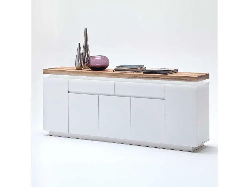 Moderner Weißer Sideboard mit Eiche Akzenten
