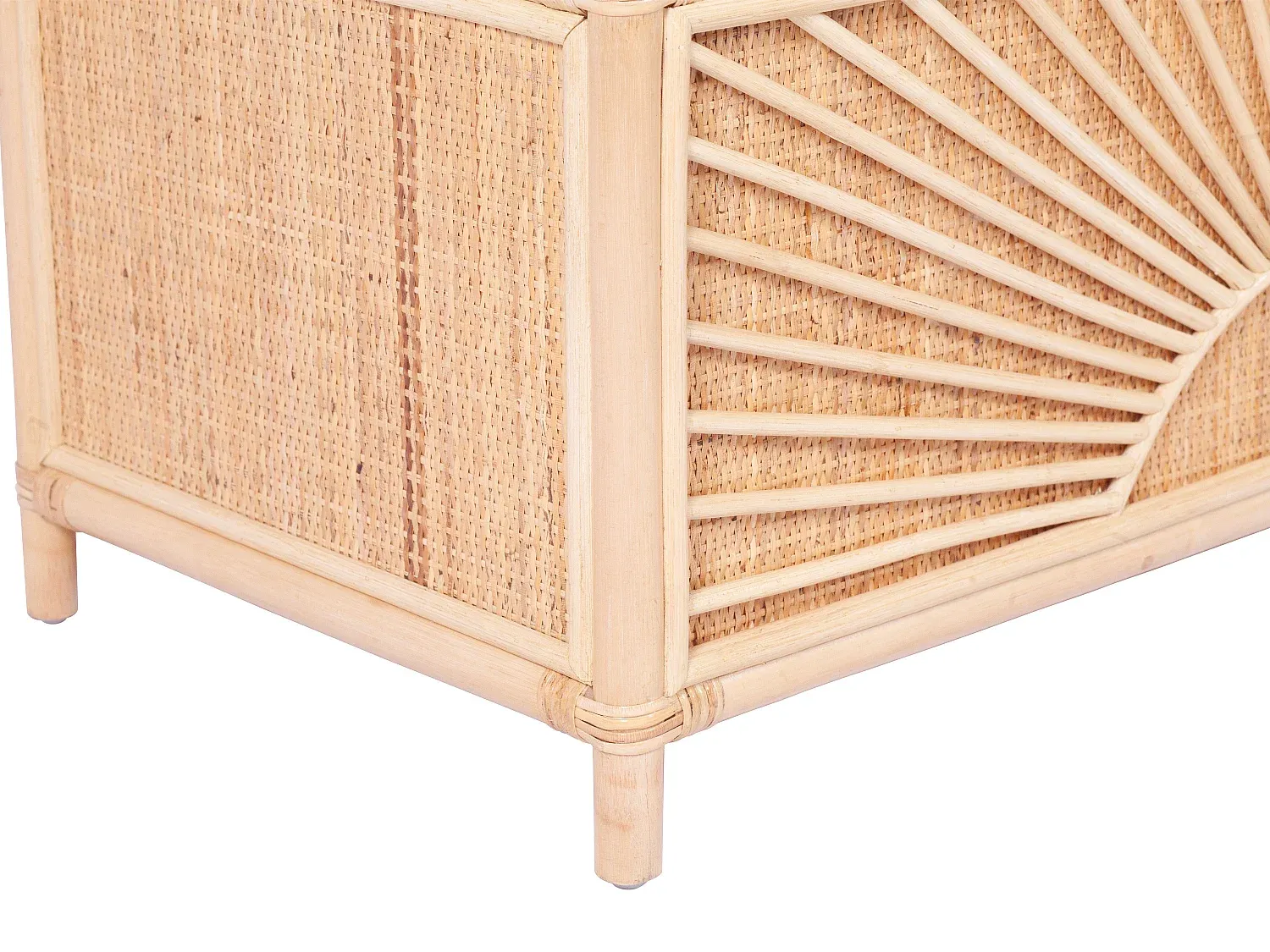 Natürliche Rattan-Truhenbank mit Kissen 91x43x51 cm