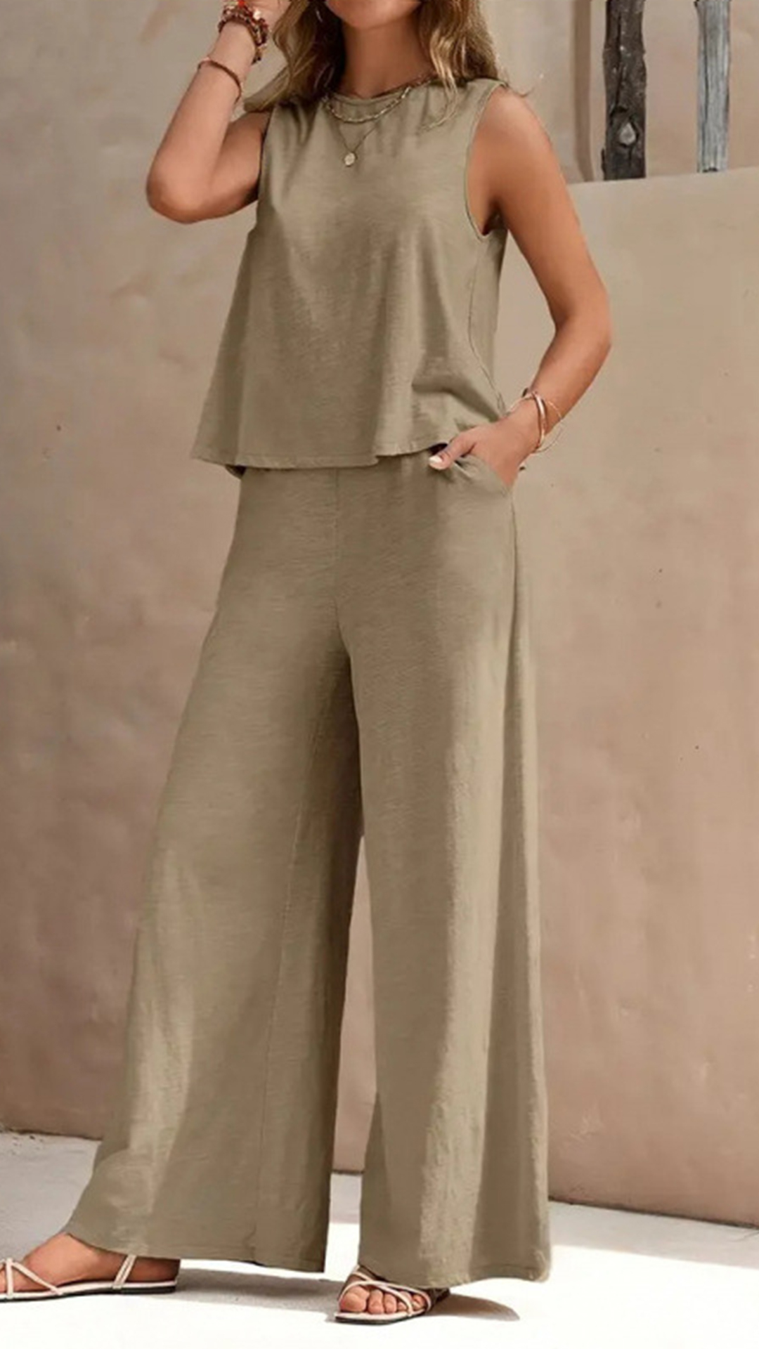 Women's Wrap-Waist Cotton-Blend Two-Piece Set
