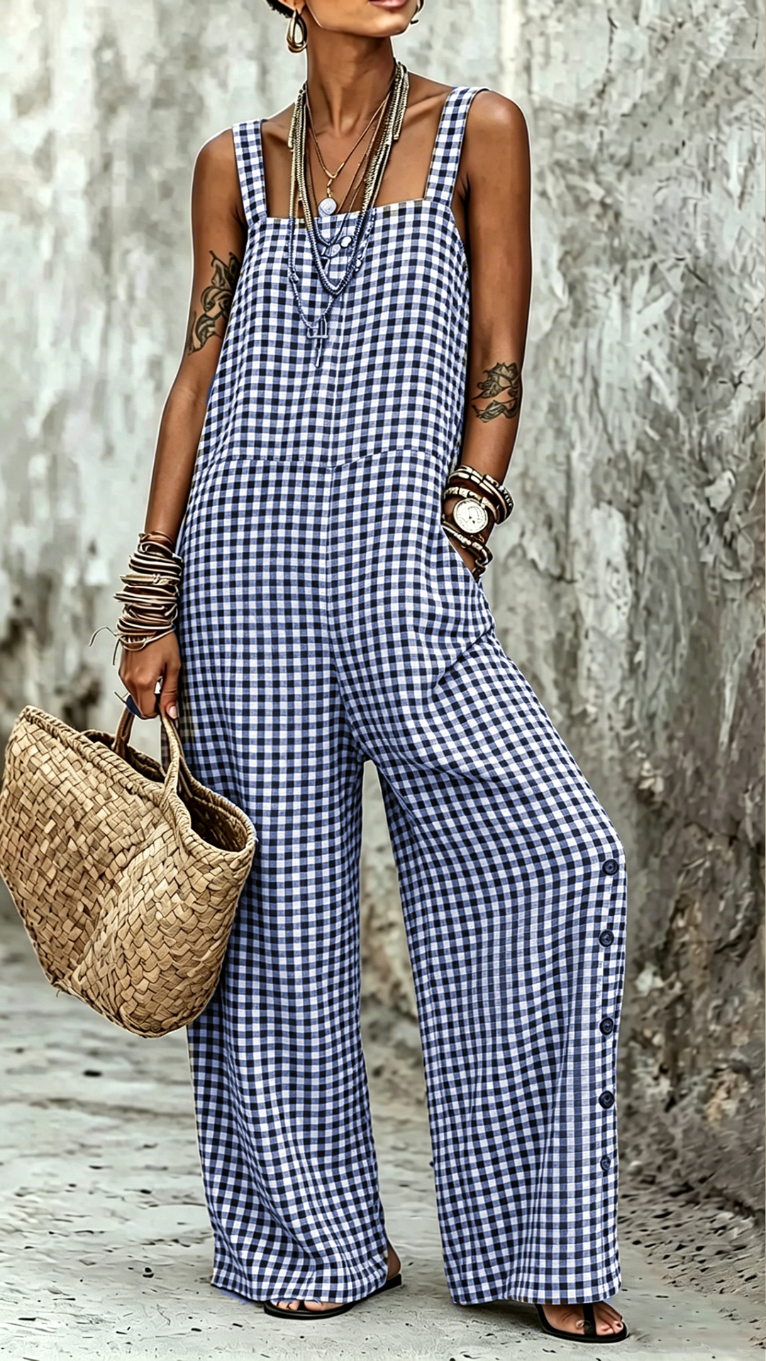 [Copy]Women's Cotton-Blend Leopard Print Waisted Jumpsuit