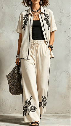 Women's Cotton-Blend Printed Co-Ord Set
