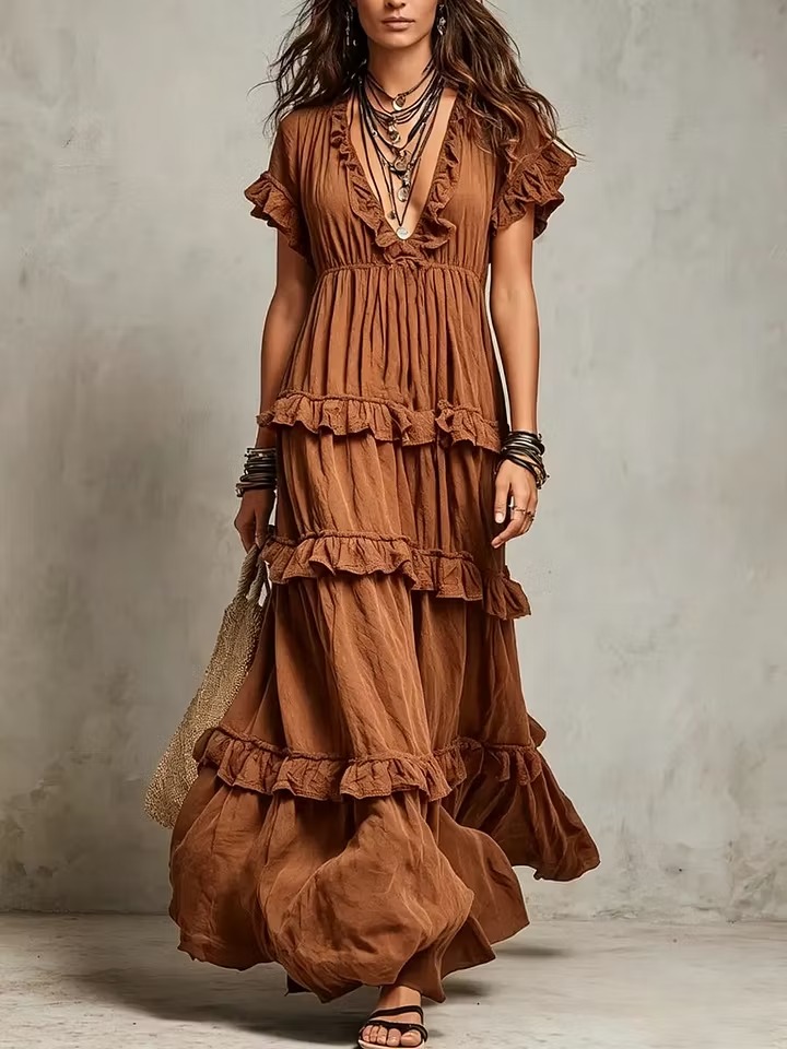 Women's Bohemian Ruffle Cake Dress