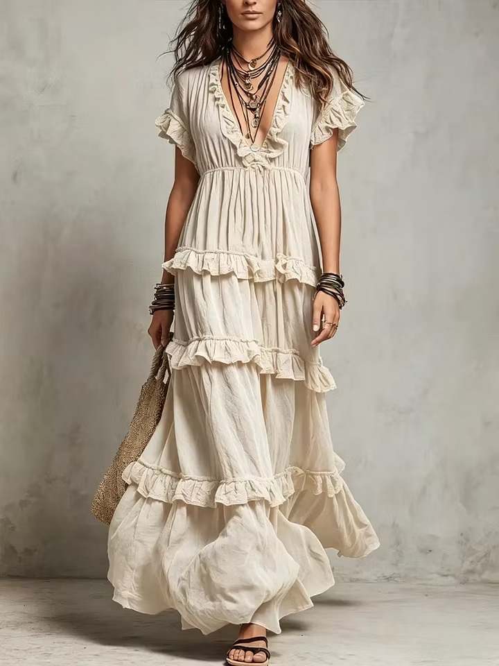 Women's Bohemian Ruffle Cake Dress
