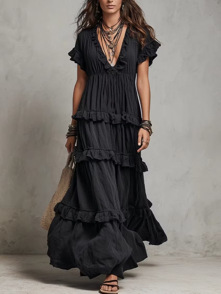 Women's Bohemian Ruffle Cake Dress