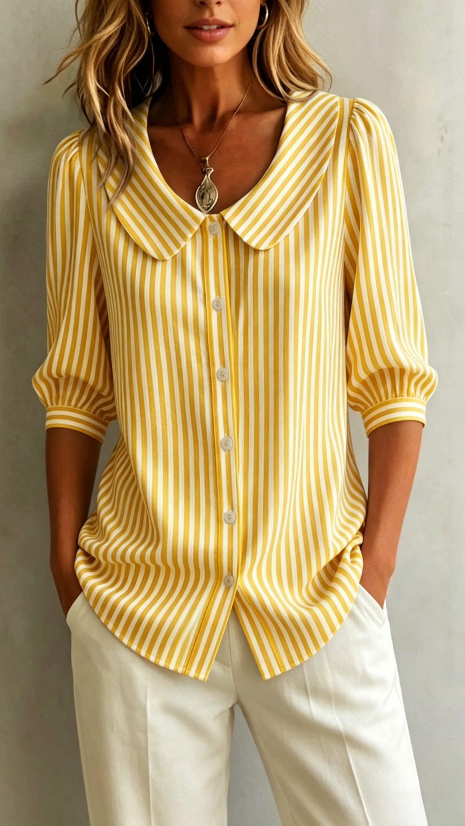 Women's New Cotton-Linen Striped Shirt — Loose-Fit, Short Sleeve