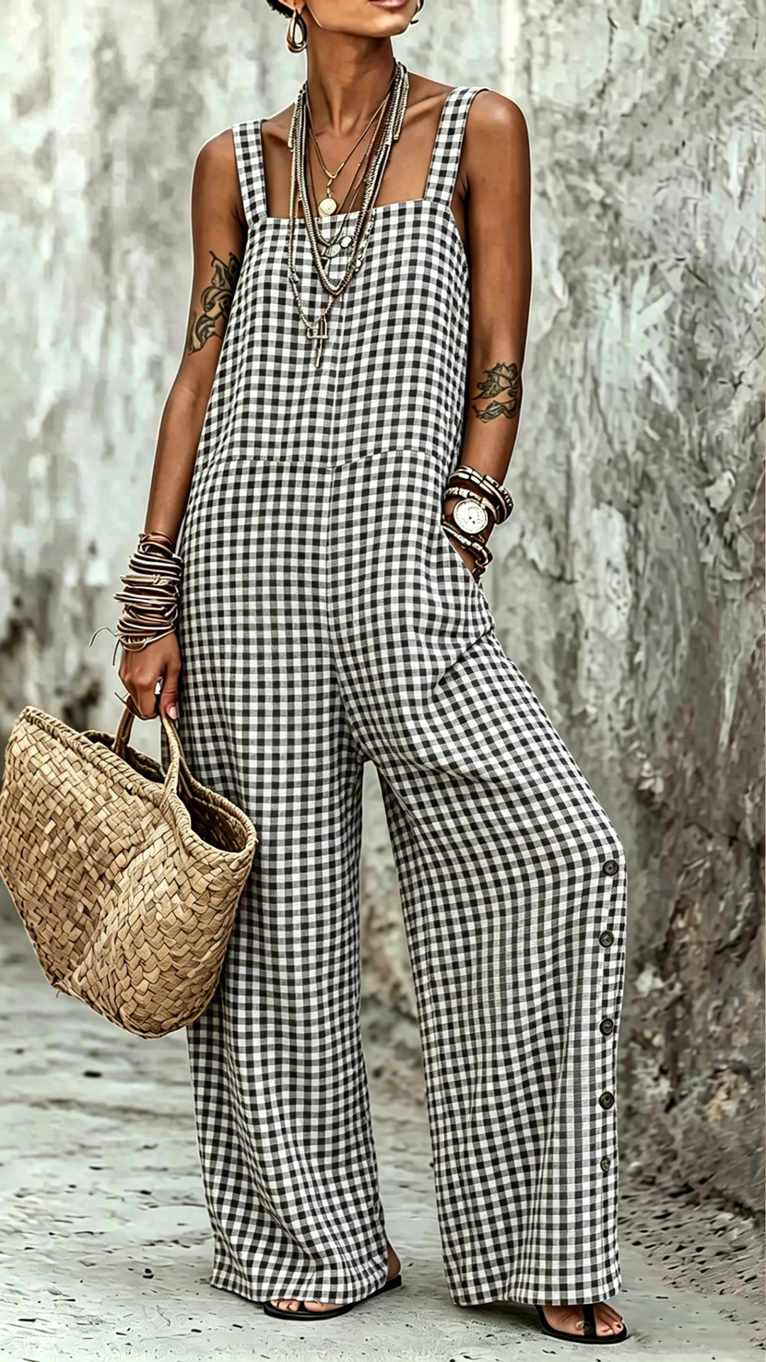 [Copy]Women's Cotton-Blend Leopard Print Waisted Jumpsuit