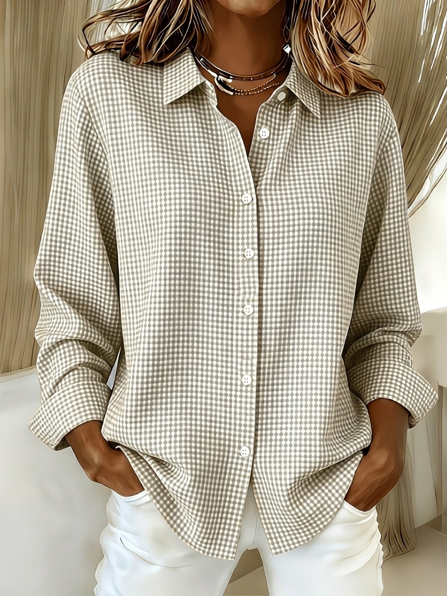CLEARANCE SALE🔥 Women's Casual Gingham Long Sleeve Button Down Shirt
