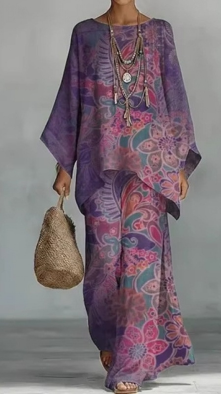 Artistic Abstract Graffiti Cotton-Linen Two-Piece Set