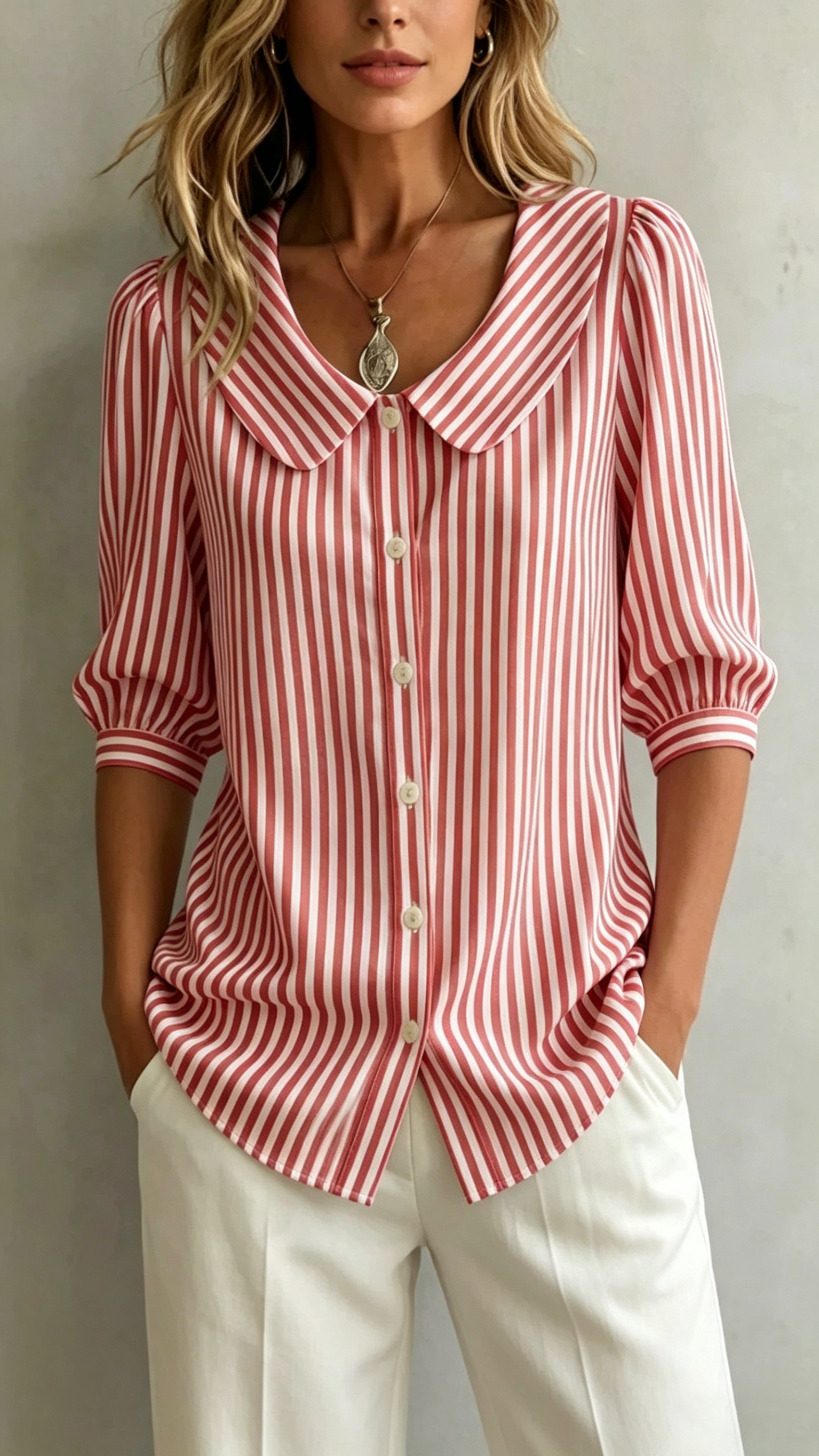 Women's New Cotton-Linen Striped Shirt — Loose-Fit, Short Sleeve