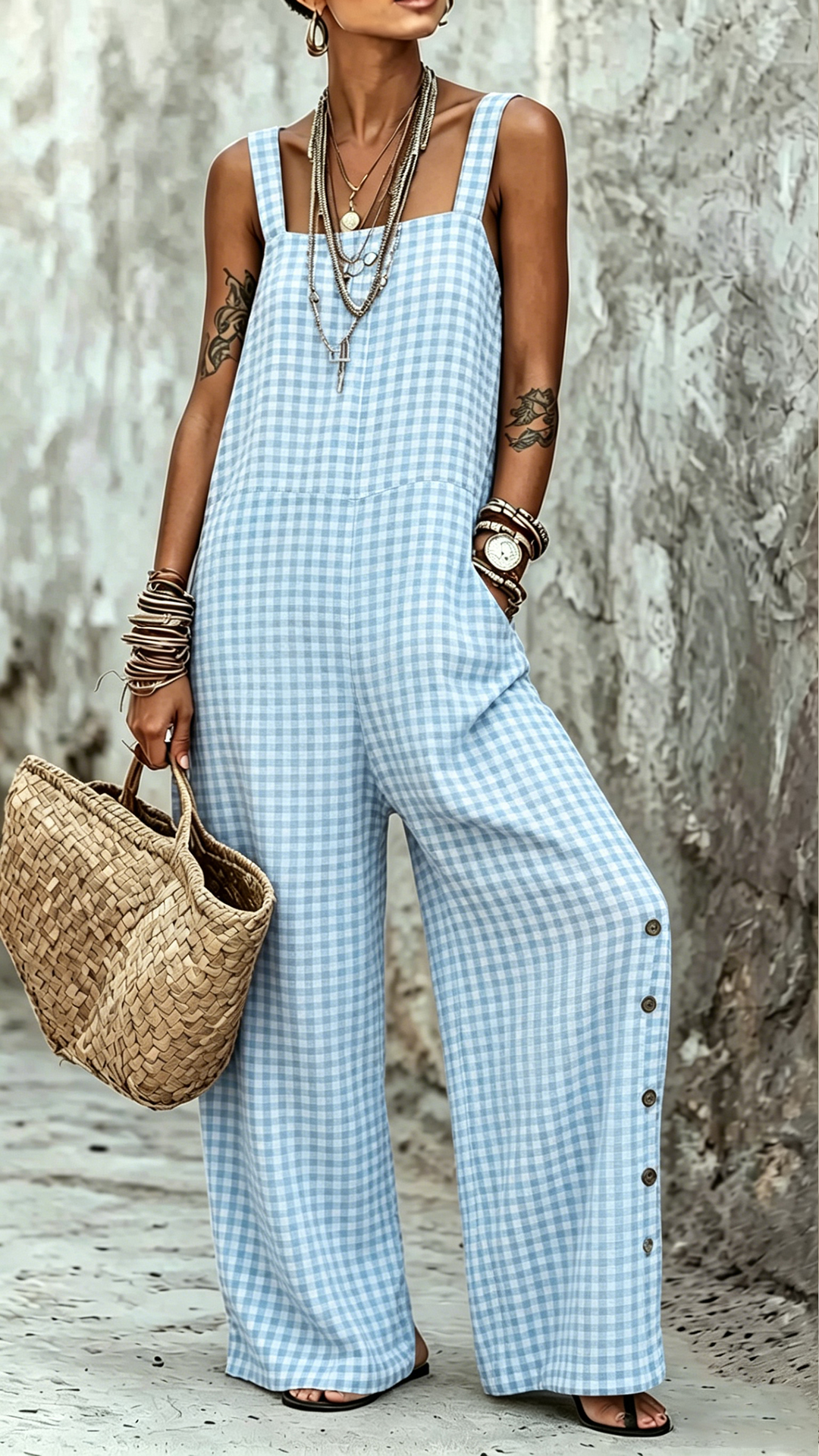[Copy]Women's Cotton-Blend Leopard Print Waisted Jumpsuit