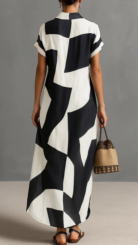 Women's Geometric Print Shirt Dress