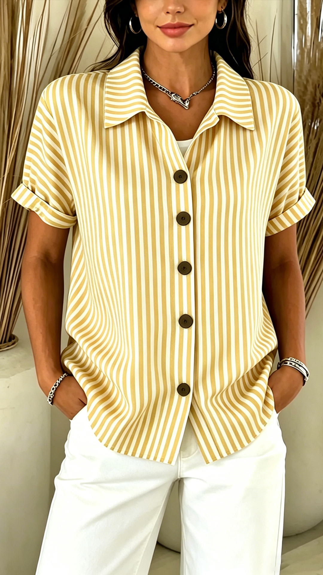 Women's  Striped Cotton-Blend Shirt