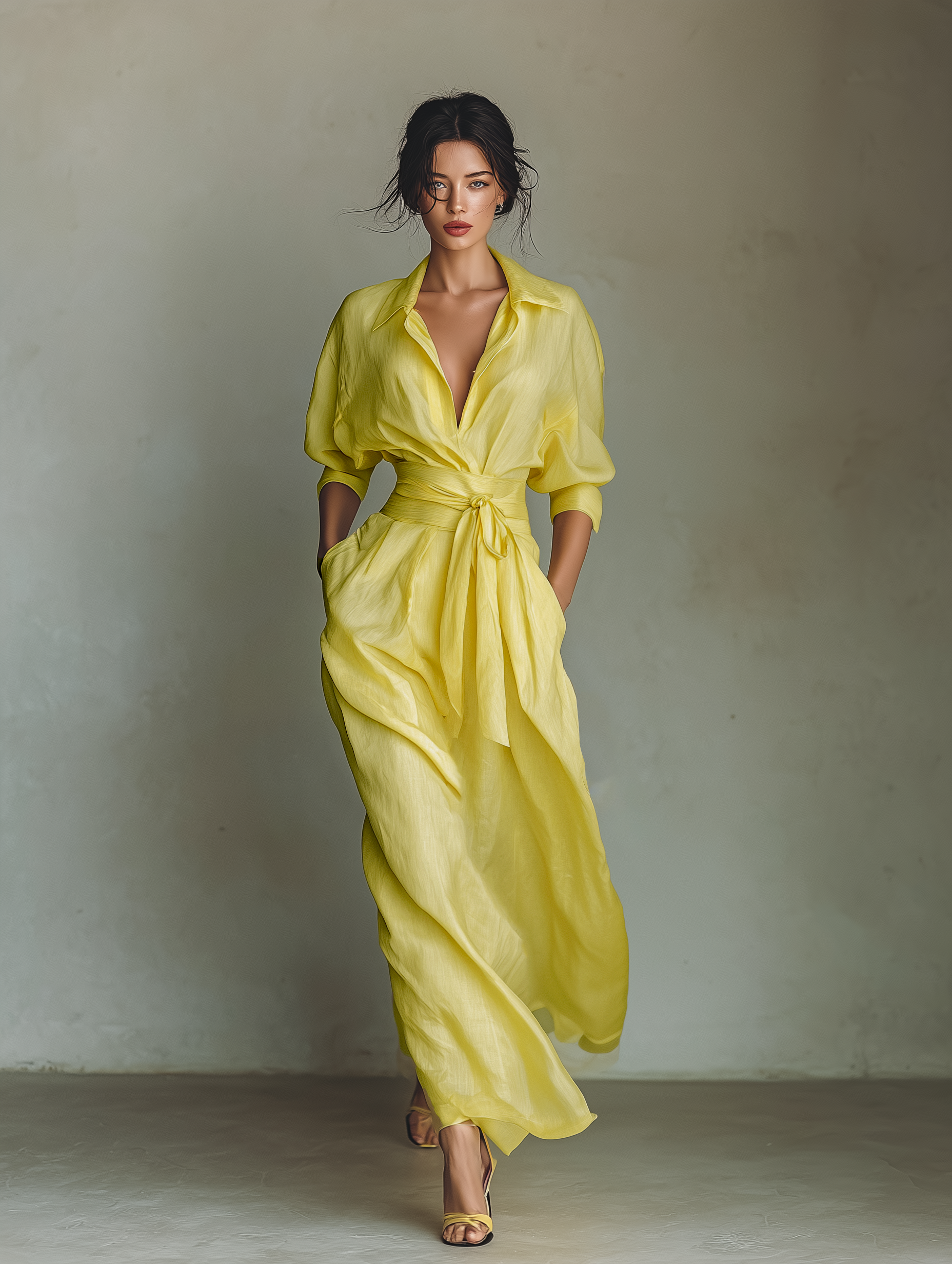 Cotton And Linen Blend Maxi Shirt Dress